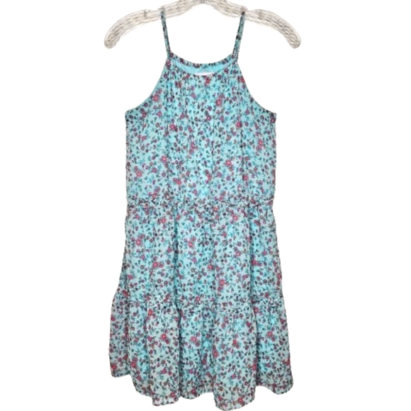 The Children's Place Girls Teal Chiffon 2 Tiered Sleeveless Summer Dress Size 16 - Picture 4 of 13